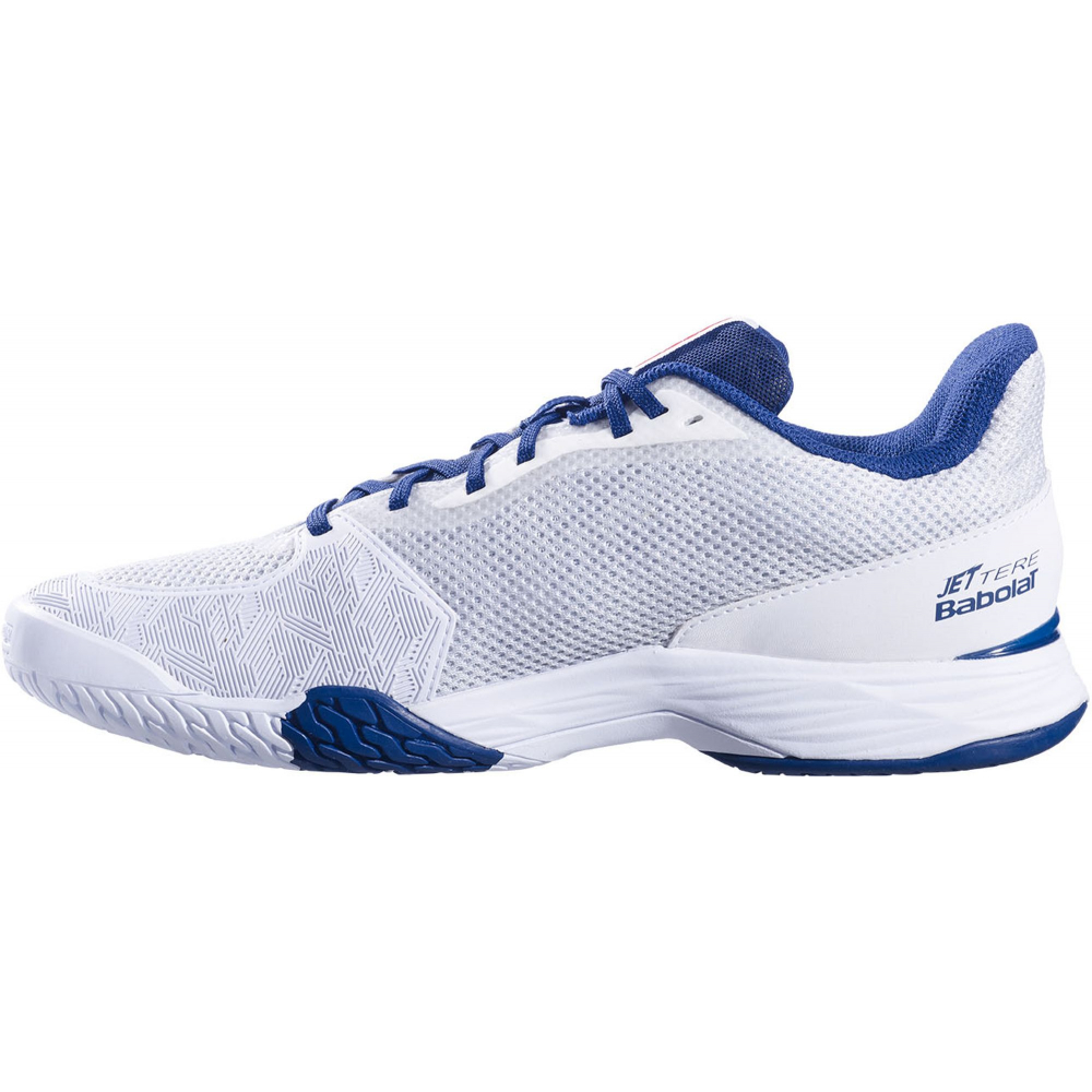 30S23649-1005 Babolat Men's Jet Tere All Court Tennis Shoes (White/Estate Blue)