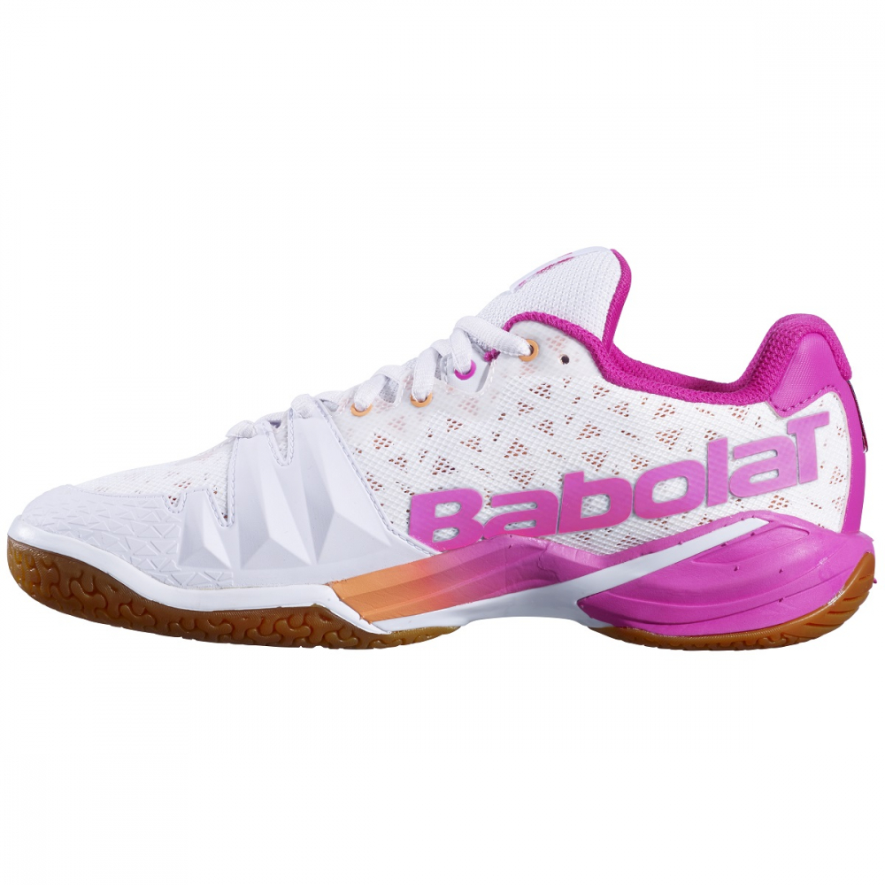 31F2102-1026 Babolat Women's Shadow Tour Indoor Tennis Shoes (White/Pink) - Left