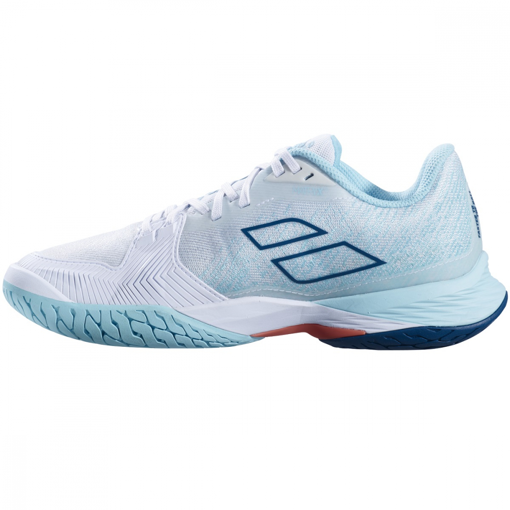 31S23630-1055 Babolat Women's Jet Mach 3 All Court Tennis Shoes (White/Angle Blue) - Left