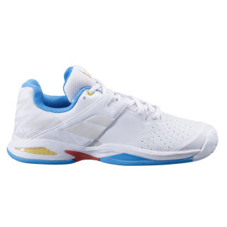 33S21478-1010 Babolat Junior Propulse All Court Tennis Shoe (White/Diva Blue)