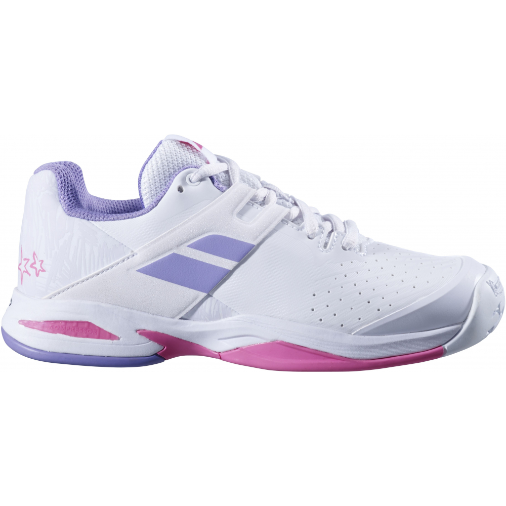 33S23884-1074 Babolat Junior Girls Propulse All Court Tennis Shoe (White/Lavender)