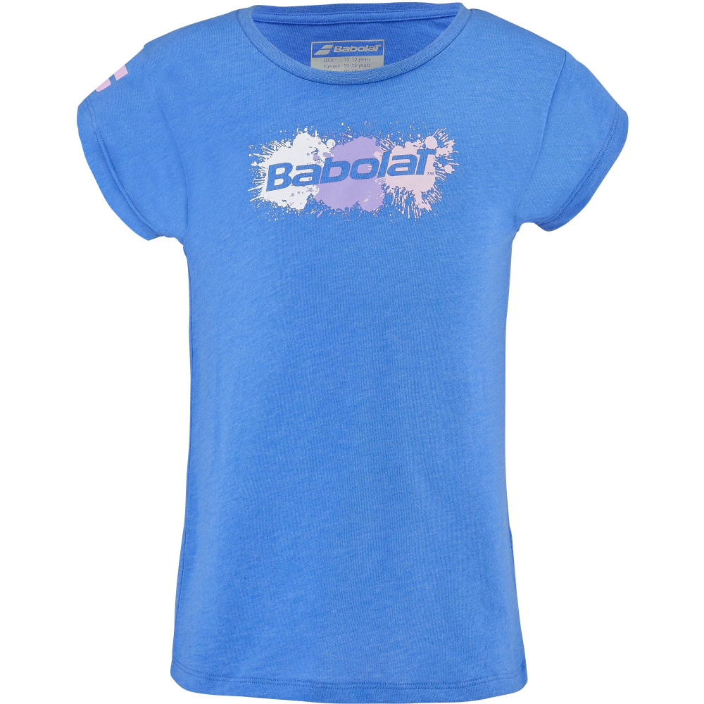 4GS23444-4107 Babolat Girl's Exercise Cotton Tennis Tee (French Blue Heather)