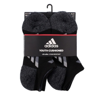 Adidas Youth Cushioned No Show Socks (6-Pair), Black/Black - Onix Marl/Light Onix/Onix