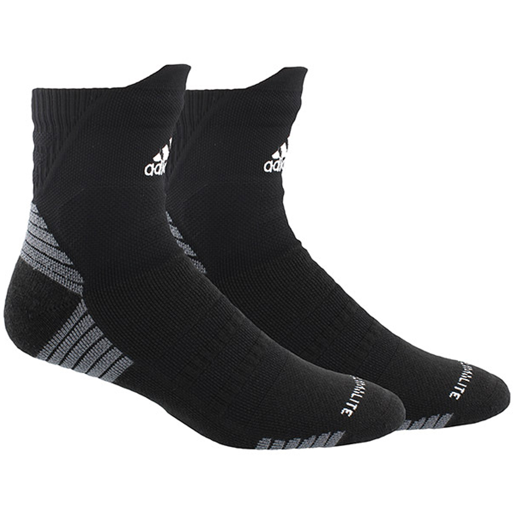 Adidas Men's Alphaskin Cushioned High Quarter Tennis Socks (Black/White
