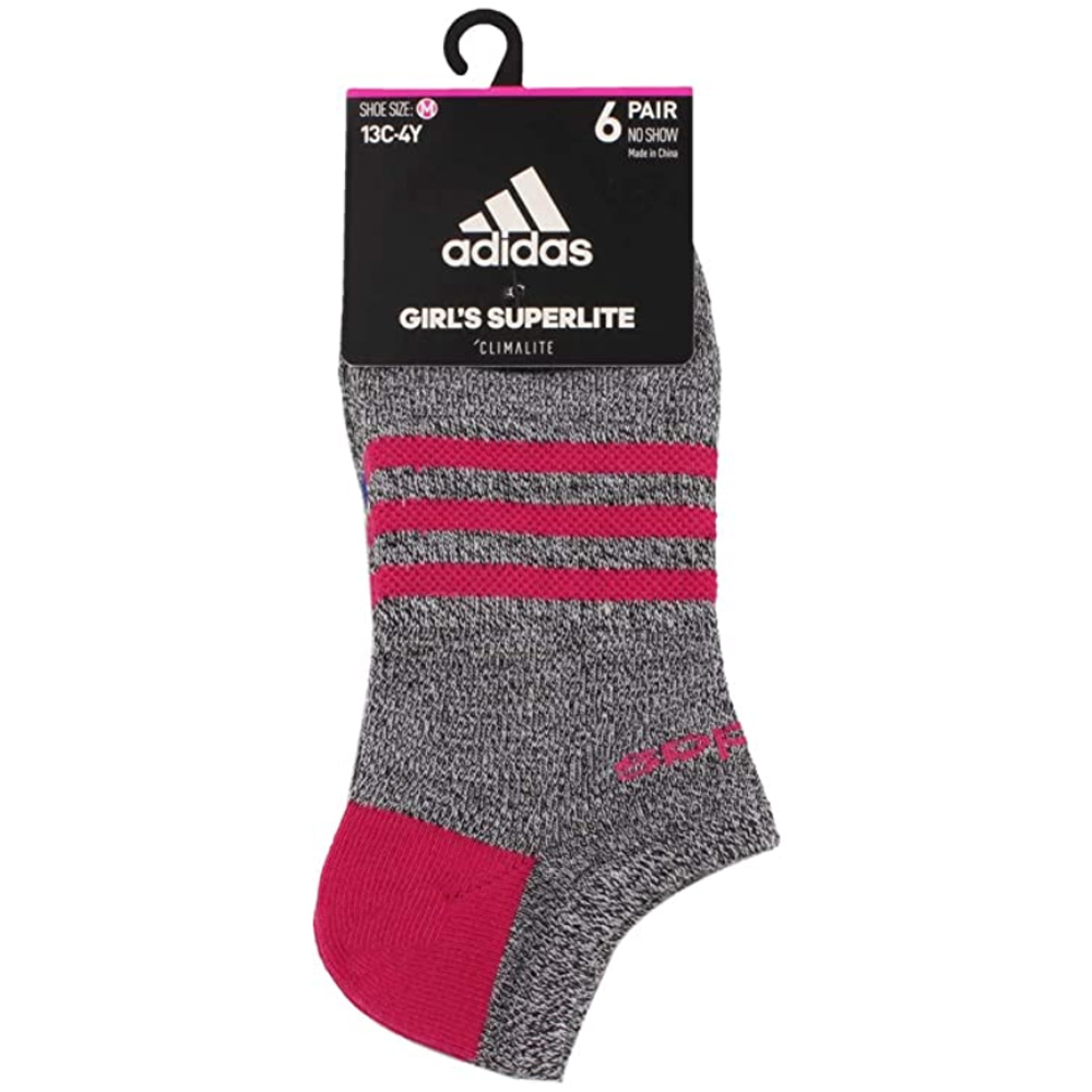 Adidas Youth Kids-Girl's Superlite No Show Socks (6 Pair) Multicolor