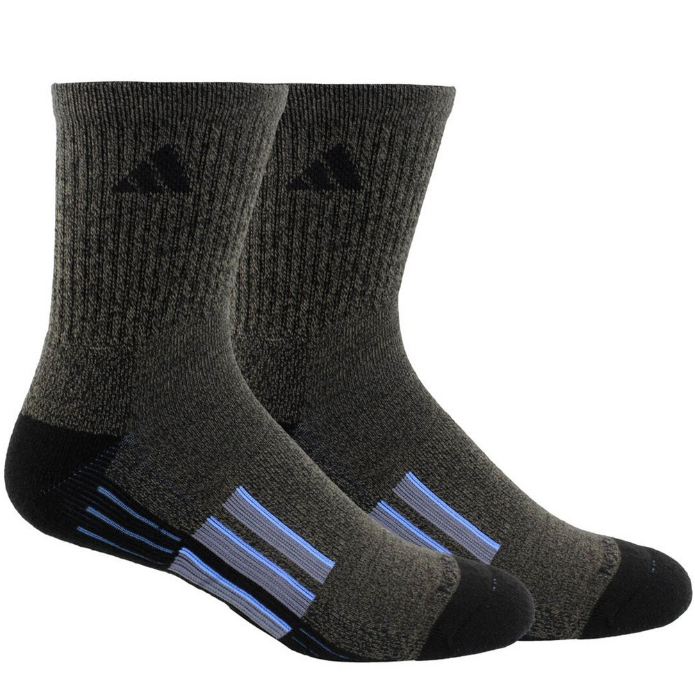 Adidas Men's Cushioned X II Mid Crew Socks (2-Pair), Black - Graphite Marl/Black/Real Blue/Onix