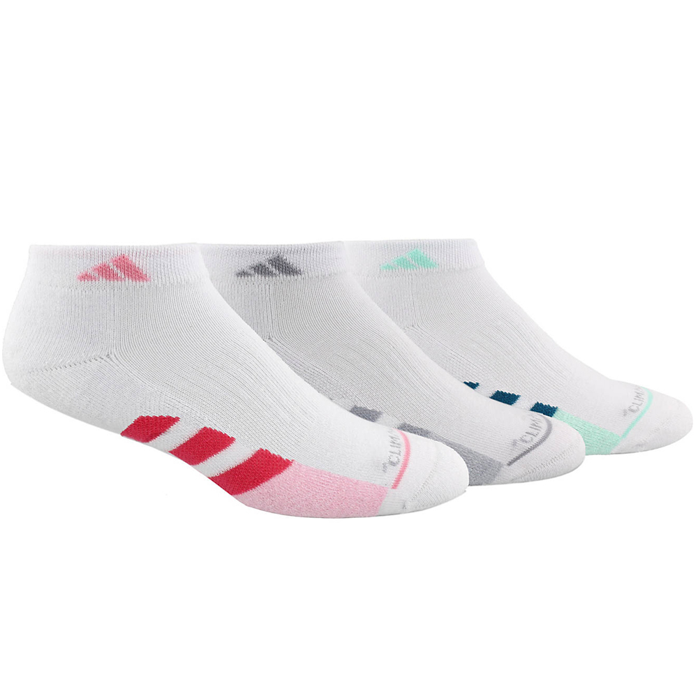 Adidas Women's Cushioned Low Cut Socks (3-Pair), White/Real Pink-Light Pink/White-Light Pink