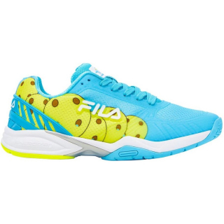 5PM00598-425 Fila Women's Volley Zone Pickleball Shoes (Blue Fish/White/Safety Yellow)