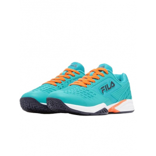 5TM01736-441 Fila Women's Axilus 2 Energized Tennis Shoes (Ceramic/Vibrant Orange/Maritime Blue) - Left