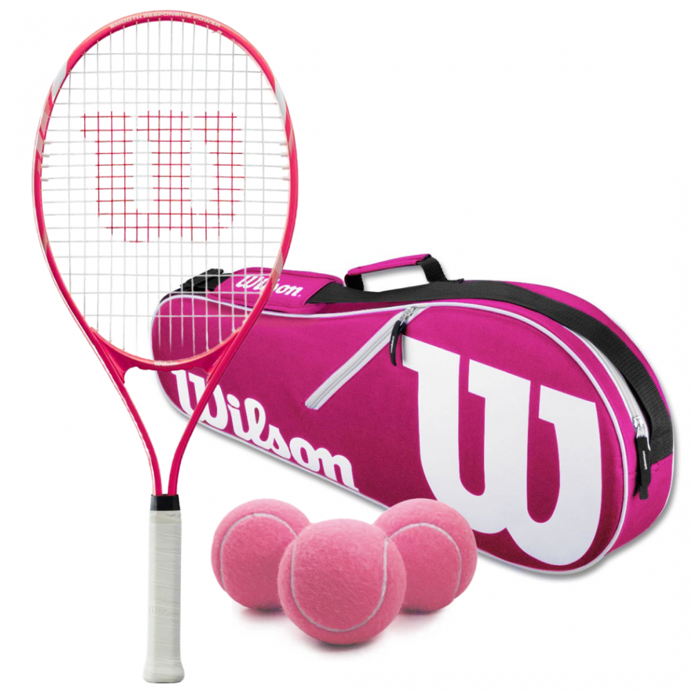 Wilson Serena Pro Lite Tennis Racquet Bundled with a Wilson Advantage II Tennis Bag (Pink_White) and 3 Pink Tennis Ball