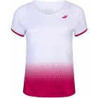 Babolat Girls Compete Cap Sleeve Tennis Top with Performance Polyester (White/Vivacious Red) -