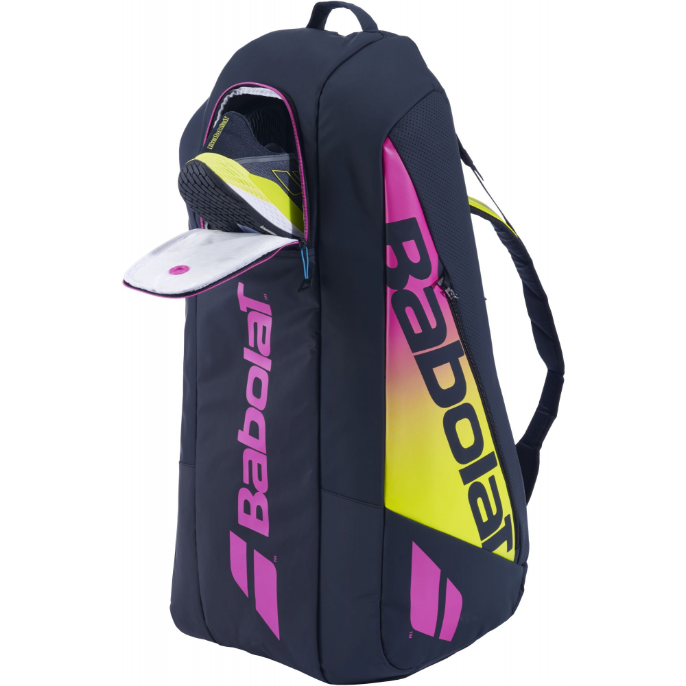 751220-373 Babolat Pure Aero Rafa Racquet Holder x6 Tennis Bag (Yellow/Orange/Purple)