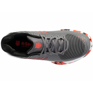   86613-052  K-Swiss Big Kids Hypercourt Express 2 Tennis Shoes (Steel Gray/Jet Black/Spicy Orange) - Top
