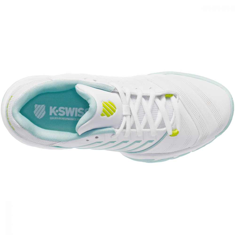 86989-132 K-Swiss Juniors' Bigshot Light 4 Tennis Shoes (White/Icy Morn/Love Bird)