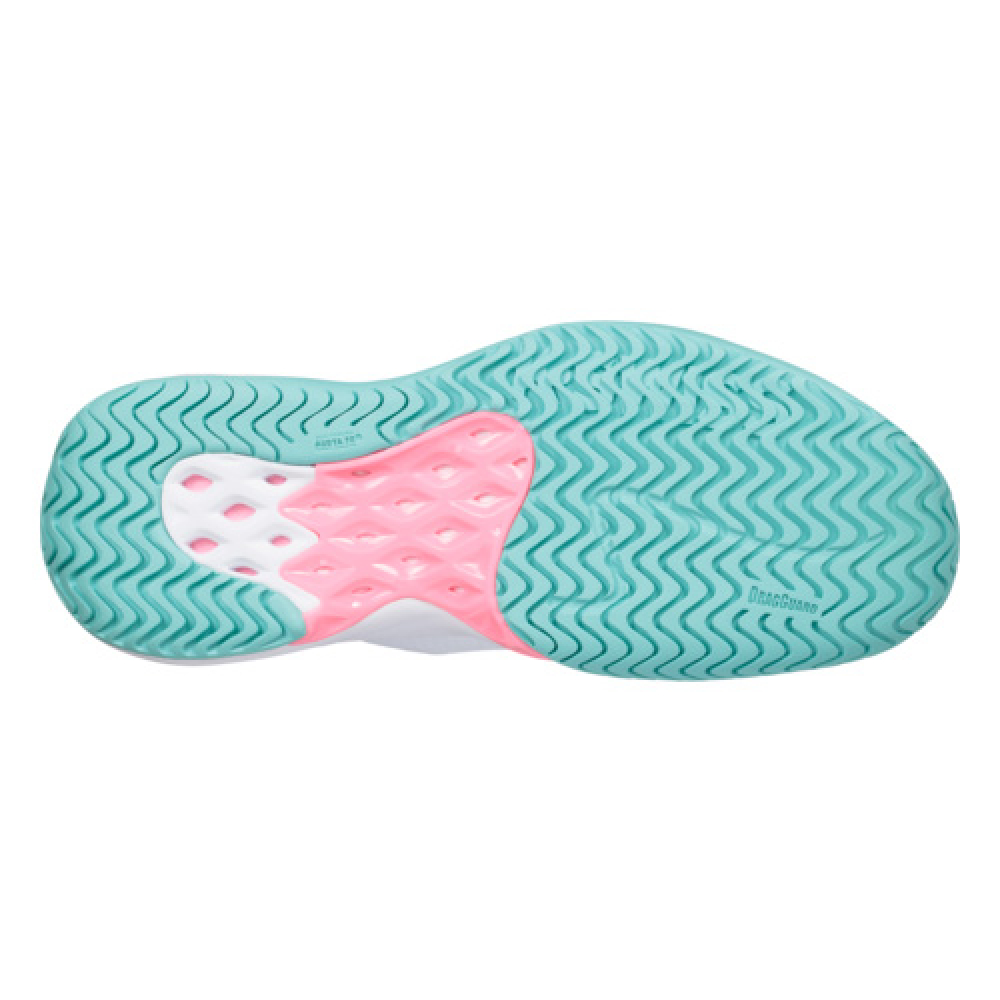 K-Swiss Women's Aero Knit Tennis Shoes (White/Aruba Blue/Soft Neon Pink)