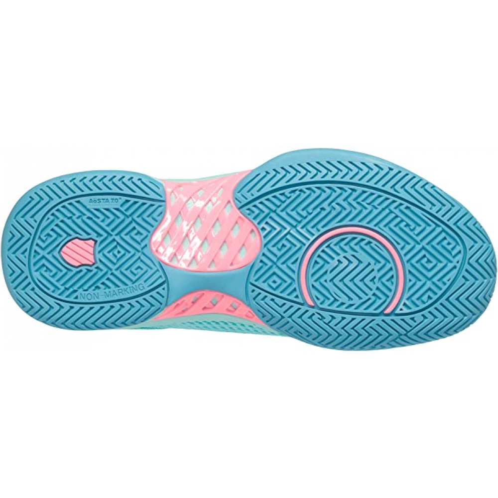 96563-436 K-Swiss Women's Express Light Pickleball Shoes (Aruba Blue/Maul Blue/Soft Neon Pink)
