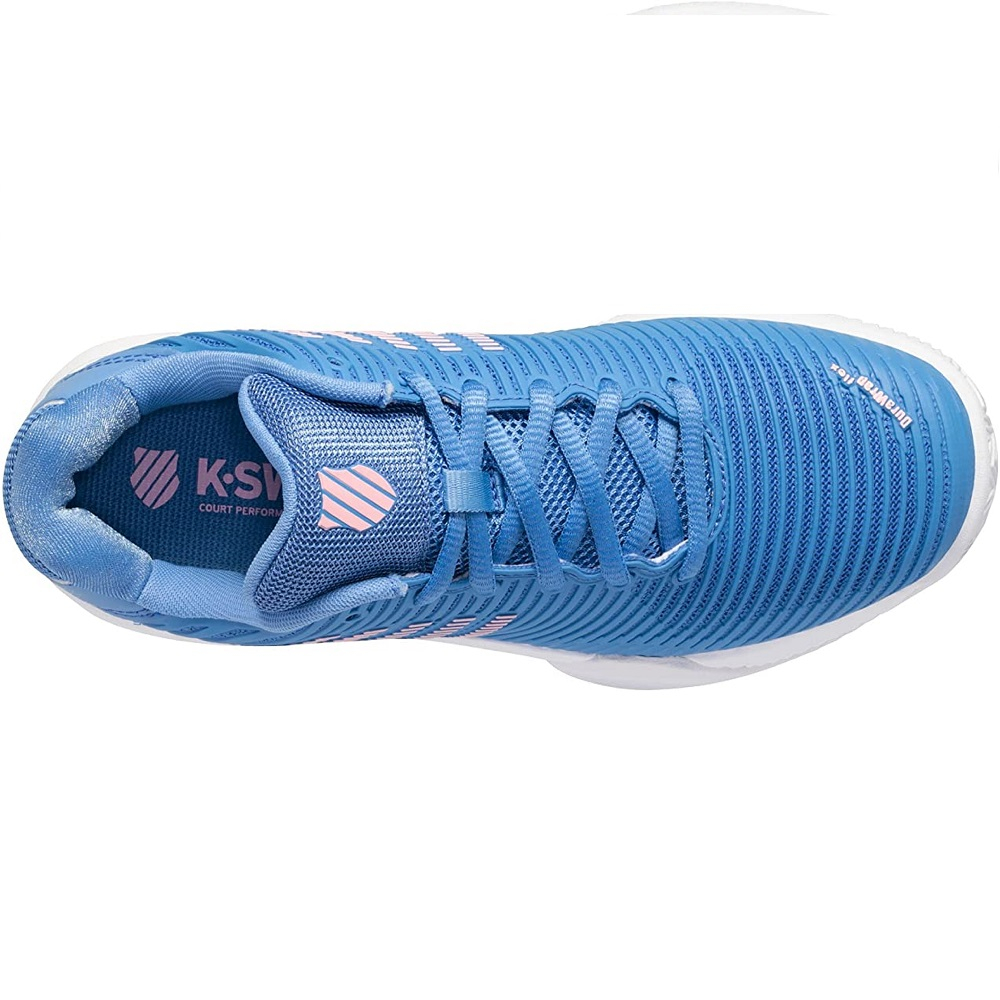 96614-454 K-Swiss Women's Hypercourt Express 2 HB Clay Tennis Shoe (Silver Lake Blue/White/Orchid Pink) - Top