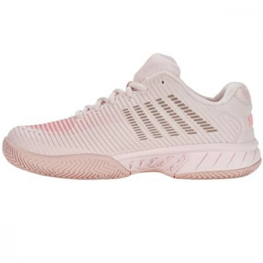 96807-676 K-Swiss Women's Hypercourt Express 2 Wide Tennis Shoes (Almost Mauve/Sepia Rose/Pale Neon Coral) - Left