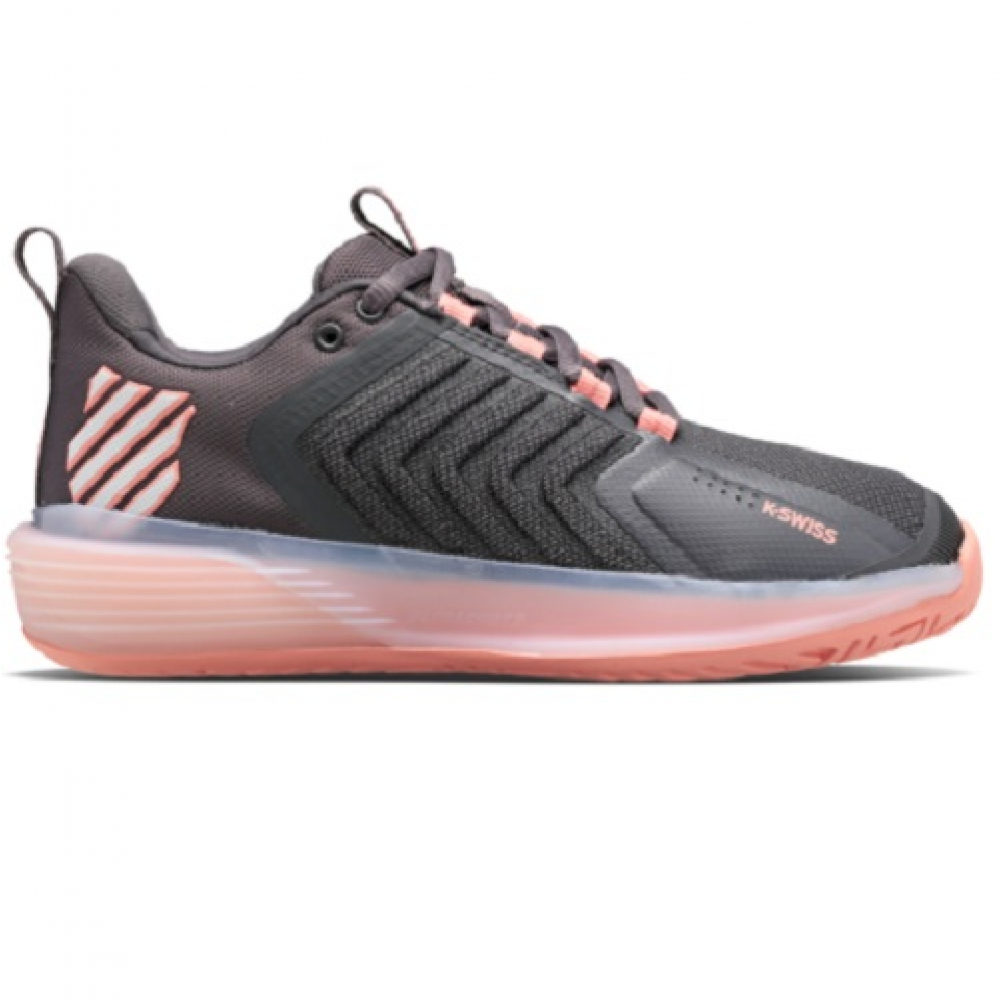 96988-007 K-Swiss Ultrashot 3 Women's Tennis Shoes (Asphalt/Peach Amber/White) - Right