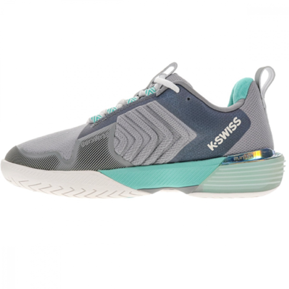 96988-092 K-Swiss Women's Ultrashot 3 Tennis Shoes (Alloy/Brilliant White/Turquoise) - Left