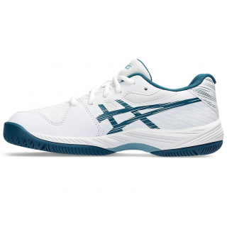 1044A052-102 Asics Juniors Gel-Game 9 GS Tennis Shoes (White Restful Teal) b