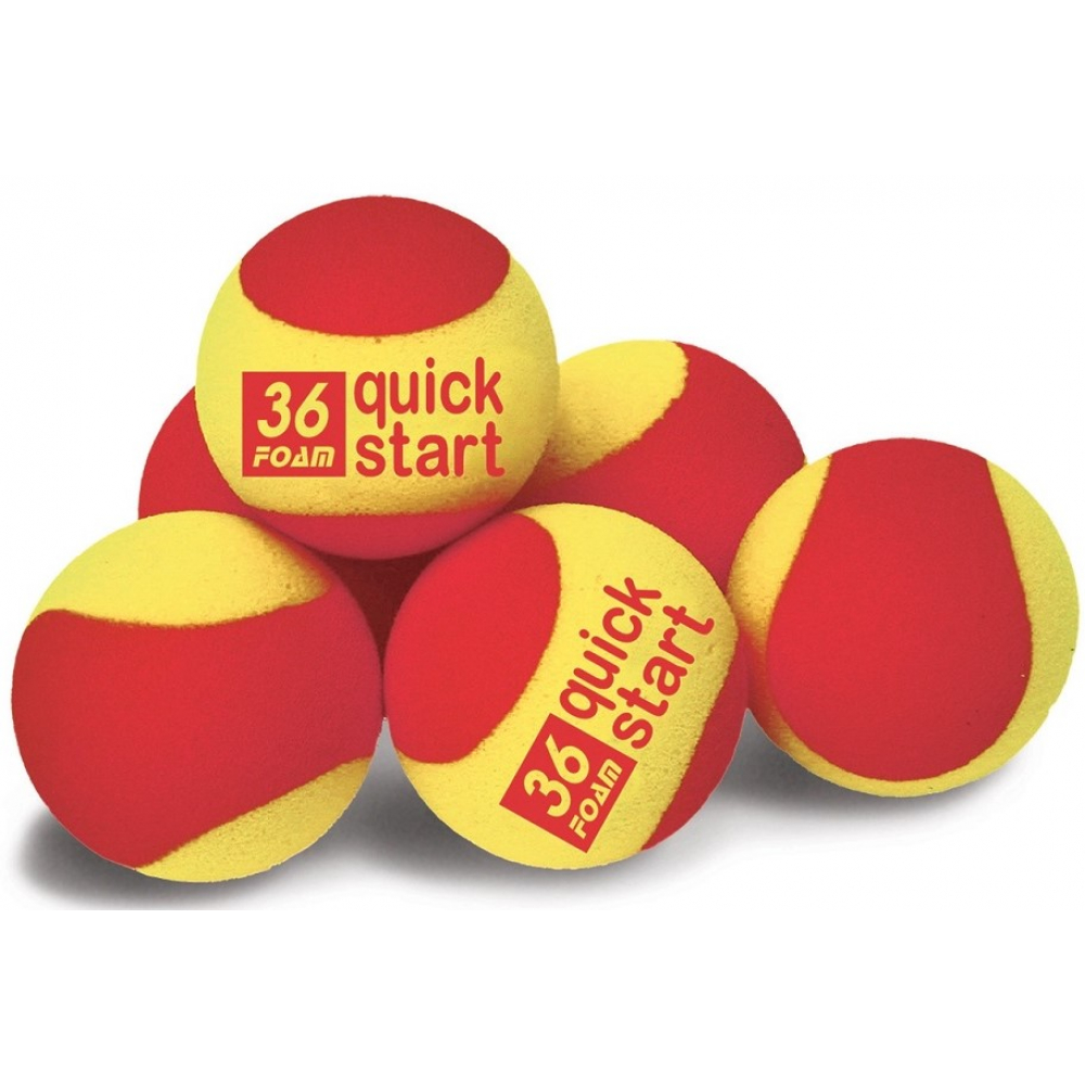 BQF6 QuickStart 36 Red Foam Training Tennis Balls for 36' Court (Set of 6)