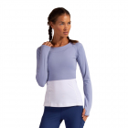 BloqUV Women’s Long Sleeve Tennis Crop Top (Steel Blue) -
