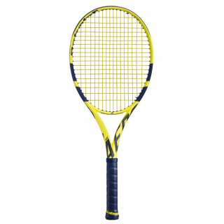 101358-191-Yellow-CSC Babolat Pure Aero Team Tennis Racquet strung w Yellow SG Spiraltek