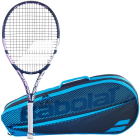 Babolat Pure Drive 26 Junior Tennis Racquet (Blue/Pink) bundled w Blue Essentials Racquet Holder -