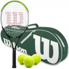 Wilson Blade Feel Jr Racquet + a Green Advantage II Bag + 3 Balls -