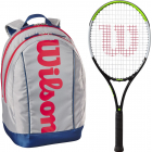 Wilson Blade Feel Junior Tennis Racquet + Backpack (Grey/Red) -