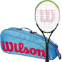 BladeFeelJr-WR8023902001U Wilson Blade Feel Junior Tennis Racquet + 3pk Bag (Blue/Orange)