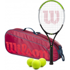 Wilson Blade Feel Junior Tennis Racquet + 3pk Bag + 3 Tennis Balls (Red/Infrared) -