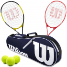 Wilson Energy XL + Envy XP Mixed Doubles Tennis Bundle w an Advantage II Bag & 3 Balls -