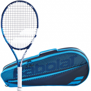 DriveJr-751202-146-BNDL Babolat Drive Junior Blue Club Tennis Starter Kit - Best for Ages 7 to 10