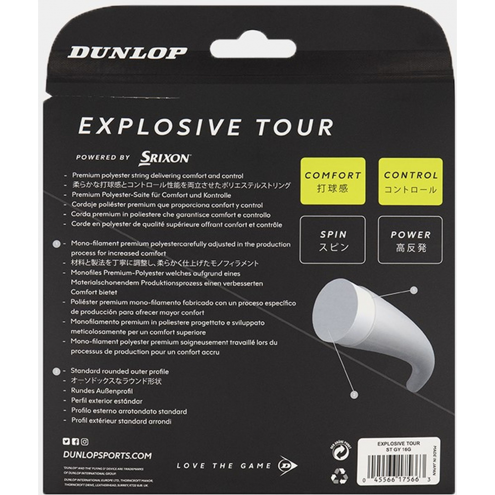 ETRS16-SLV Dunlop Explosive Tour Silver 16g Tennis String (Set)