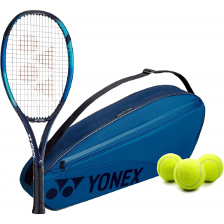 EZoneJr7G-BAG42323SB-Ball Yonex Junior EZone 7th Gen + 3pk Bag + 3 Tennis Balls (Sky Blue)
