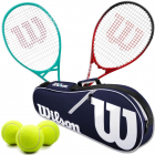 Wilson Essence + Pro Staff Precision Tennis Racquet Doubles Bundle w an Advantage II Tennis Bag and 3 Tennis Balls -