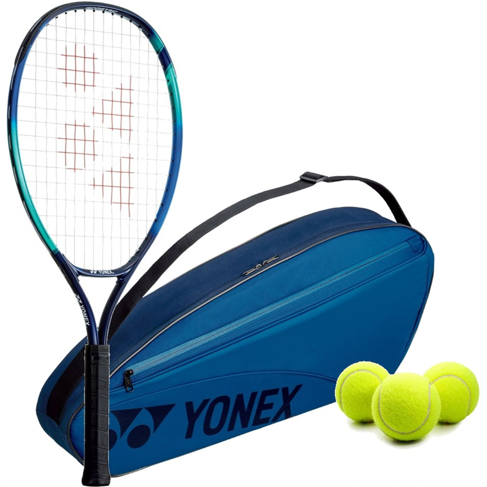 EzoneJr-BAG42323SB-Ball Yonex Junior EZone + 3pk Bag + 3 Tennis Balls (Sky Blue)