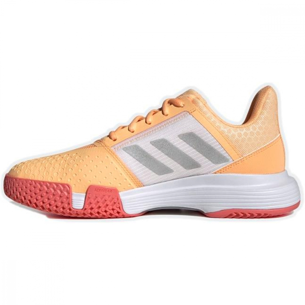 FX1523 Adidas Women's CourtJam Bounce Tennis Shoe (Acid Orange/Silver Metallic/Hazy Rose)