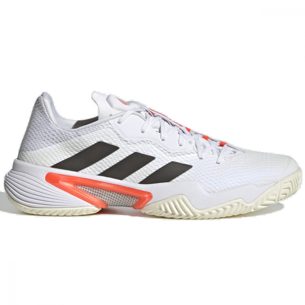 FZ3935 adidas Men's Barricade Tennis Shoes (White/Core Black/Solar Red)