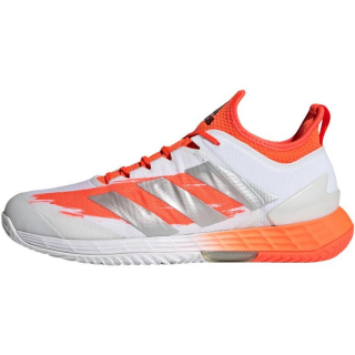 FZ4882 Adidas Men's adizero Ubersonic 4 Tennis Shoes (White/Silver Metallic/Solar Red)