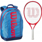 Wilson Roger Federer Junior Tennis Racquet + Backpack (Blue/Orange) -