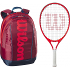 Wilson Roger Federer Junior Tennis Racquet + Backpack (Red/Infrared) -