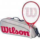 Wilson Roger Federer Junior Tennis Racquet Bundled with a 3 Pack Tennis Bag (Grey/Red) -