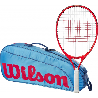 FedererJr-WR8023902001U Wilson Roger Federer Junior Tennis Racquet + 3pk Bag (Blue/Orange)