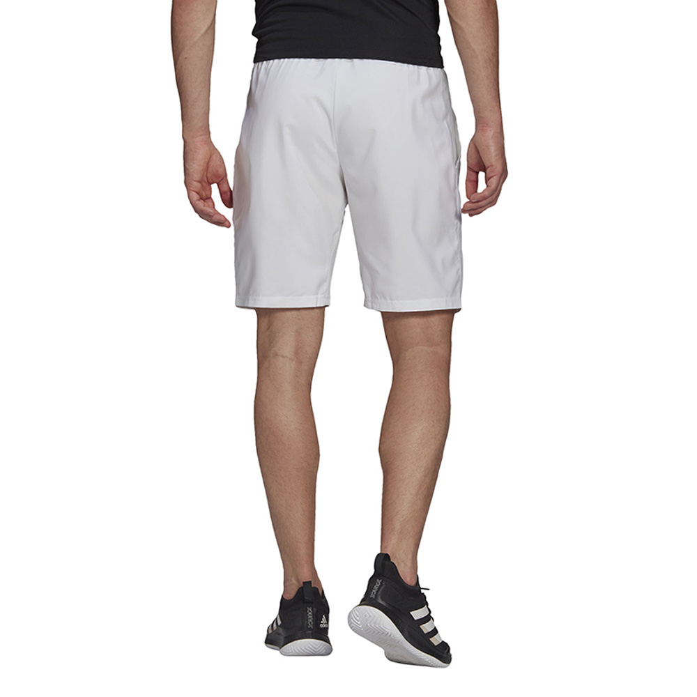 GL5412 Adidas Men's Club 9 Inch 3 Stripe Shorts (White/Black) - Left