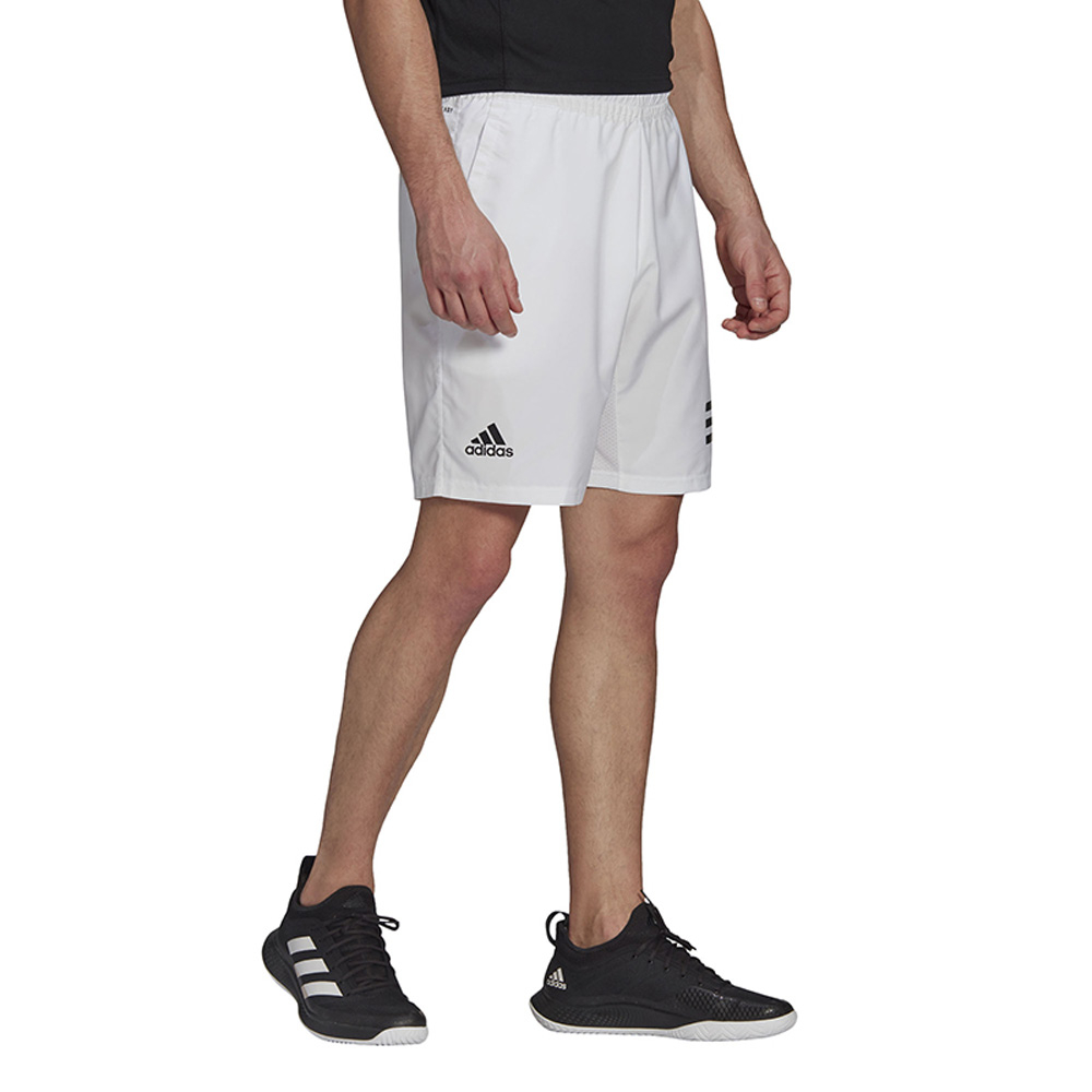 GL5412 Adidas Men's Club 9 Inch 3 Stripe Shorts (White/Black) - Right