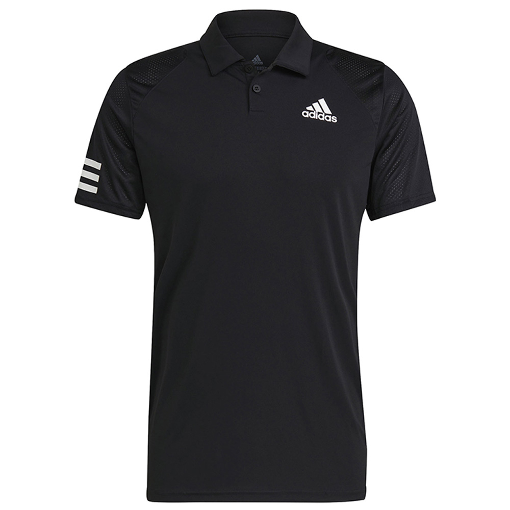 GL5421 Adidas Men's Club 3 Stripe Tennis Polo (Black/White) - Front