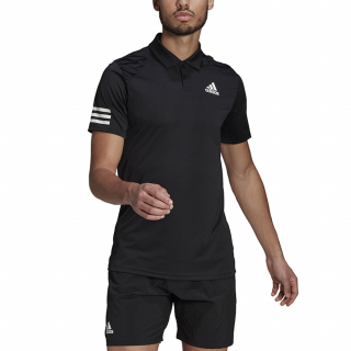 GL5421 Adidas Men's Club 3 Stripe Tennis Polo (Black/White) - Front on Model